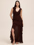 Coco Powder V-Neck Chiffon Gown with Tiered Ruffles - Woman Wearing Elegant Evening Dress - Le Chateau