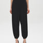 Black Balloon Knit Pants with Elastic Waist - Front View - Suzy Shier