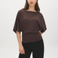 Coffee Bean Butterfly Sleeve Boat Neck Knit Top - Woman Wearing Relaxed Fit Sweater - Suzy Shier