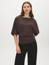 Coffee Bean Butterfly Sleeve Boat Neck Knit Top - Woman Wearing Relaxed Fit Sweater - Suzy Shier