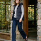 Black Quilted Puffer Vest with Hood - Woman Wearing Water-Resistant Vest - Suzy Shier