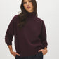 Winetasting Mock Neck Drop Shoulder Sweater - Woman Wearing Soft Knit Pullover - Suzy Shier