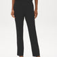 Black Pull-On Straight Leg Pants with Button Tabs - Front View - Suzy Shier