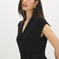 Black Sleeveless Ribbed Sweater Vest with Tie - Side Profile View - Suzy Shier