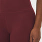 Zinfandel Brushed Knit Leggings with Wide Waistband - Close-up Waistband Detail - Suzy Shier
