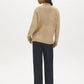 Tan Melange Mock Neck Sweater with Diamond Pattern - Back View - Suzy Shier