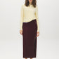 Bruised Burgundy Melange Ribbed Knit Sweater Skirt with Side Slit - Front View - Suzy Shier
