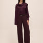 Eggplant Belted Pleated Wide-Leg Pant - Woman Wearing High-Waisted Trousers - Le Chateau