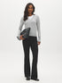 Black Pull-On Fit & Flare Knit Pants - Woman Wearing Flared Leg Trousers - Suzy Shier