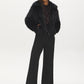 Black Purple Sequin Velvet Top with Mock Neck - Styled with Jacket - Suzy Shier