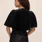 Black Velour Bolero with Satin Bow Ties - Back View - Le Chateau