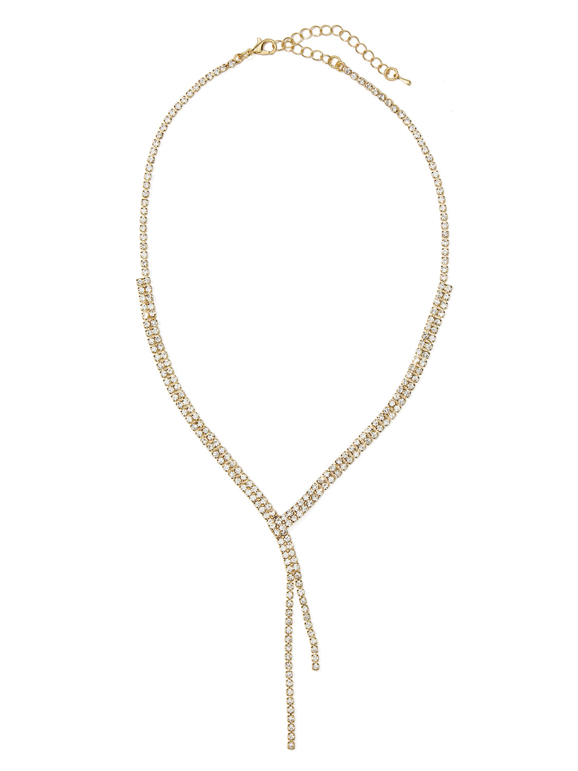 Silver Lariat Cupchain V-Detail Necklace - Back View - Suzy Shier