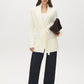 Rice Cable Knit Shawl Collar Sweater - Front View - Suzy Shier