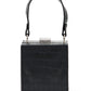 Black/Silver Faux Leather Croco Minaudi e8re - Front View - Le Chateau