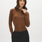 Windchime Pointelle Knit Sweater with Shirt Collar - Woman Wearing Collared Knit Top - Suzy Shier