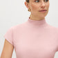Zephyr Mock Neck Ribbed Top with Side Ruching - Close-up Fabric Detail - Suzy Shier