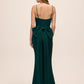 Dark Emerald Glitter Knit Gown with Bow Back - Back View - Le Chateau