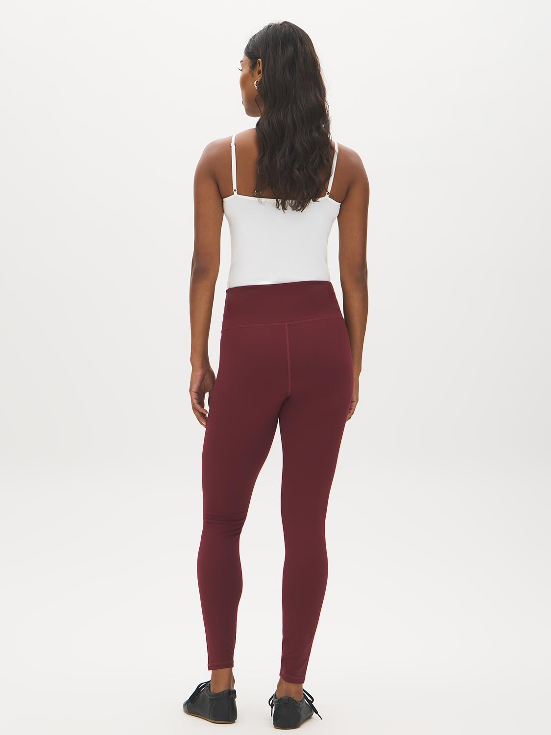 Zinfandel Brushed Knit Leggings with Wide Waistband - Back View - Suzy Shier