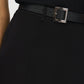 Black Faux leather Belted Panelled Knit Skirt - Close-up Belt Detail - Suzy Shier