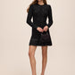 Black/Silver Lurex Boucle Sweater Mini Dress - Front View - Le Chateau