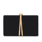 Black and Gold Velour Minaudiere - Elegant Evening Clutch with Gold Trim Detail - Le Chateau