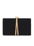 Black and Gold Velour Minaudiere - Elegant Evening Clutch with Gold Trim Detail - Le Chateau