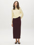 Bruised Burgundy Melange Ribbed Knit Sweater Skirt with Side Slit - Front View - Suzy Shier