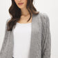 Dolphin Melange Long Cable Knit Open Cardigan - Front View - Suzy Shier