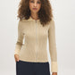 Tan/Taupe Two-Tone Ribbed Knit Sweater - Woman Wearing Fuzzy Collar Sweater - Suzy Shier