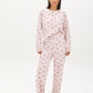 Cloud Gray Velour Bows Print PJ Set - Full Body View - Suzy Shier