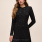 Black/Silver Lurex Boucle Sweater Mini Dress - Front Close-up View - Le Chateau