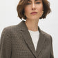 Brown/Beige Yarn-Dye Blazer with Contrast Collar - Close-up Fabric Detail - Suzy Shier