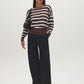 Striped Dolman Sleeve Knit Sweater - Front View - Suzy Shier