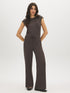 Charcoal Textured Knit Wide-Leg Pull-On Pant - Woman Wearing Relaxed Fit Knit Pants - Suzy Shier