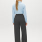 Charcoal/White Pinstripe Wide-Leg Trousers - Back View - Suzy Shier