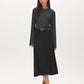 Charcoal and White Striped Jacquard Fitted Top - Front View - Suzy Shier