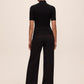 Black Short Sleeve Sweater with Lace Appliqué - Back View - Le Chateau