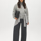 Grey Mix Wide-Leg Trousers with Clean Waistband - Woman Wearing Wide-Leg Pants - Suzy Shier