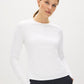 Bright White Long Sleeve Crew Neck Jersey Top - Side Profile View - Suzy Shier
