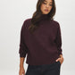 Winetasting Mock Neck Drop Shoulder Sweater - Side Profile View - Suzy Shier