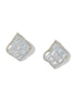 Silver Square Twist Earrings - Close-up Jewelry Detail - Suzy Shier