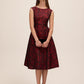 Lipstick Red/Black Jacquard Floral Fit & Flare Dress - Front View - Le Chateau