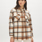 Khaki Plaid Shacket with Front Pockets - Woman Wearing Relaxed Fit Layering Piece - Suzy Shier