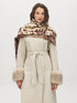 Brown/Beige Soft Brushed Printed Scarf - Close-up of Cozy Woven Fabric - Suzy Shier