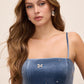 Icy Blue Strapless Velour Mini A-Line Dress - Close-up Fabric Detail - Le Chateau