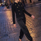 Black Military Style Knit Cardigan - Woman Wearing Structured Knit Cardigan - Le Chateau