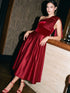 Lipstick Red Satin Bow One-Shoulder Velour Top  - Le Chateau