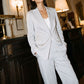 Silver One-Button Satin Blazer with Flap Pockets - Woman Wearing Tailored Satin Blazer - Suzy Shier