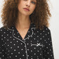 Jet Black/Snow White Polka Dot Two-Piece PJ Set - Collar Detail - Suzy Shier