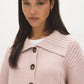 Burnish Lilac Wide Collar Button-Front Cardigan - Close-up Collar Detail - Suzy Shier